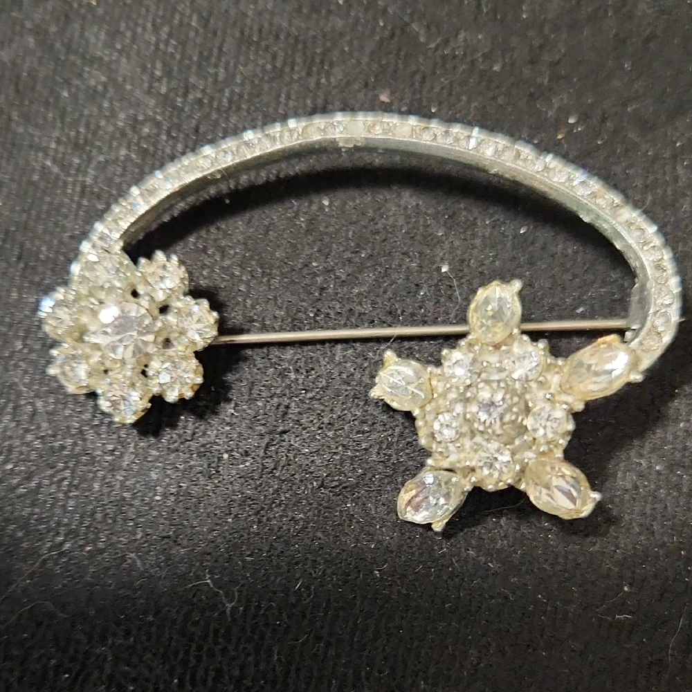 Vintage Silver Crystal Brooch - Picture 1 of 5